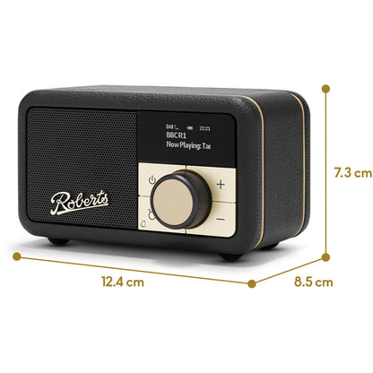 Roberts Revival Petite 2 DAB DAB+ Bluetooth Rechargeable Digital Radio Black Black