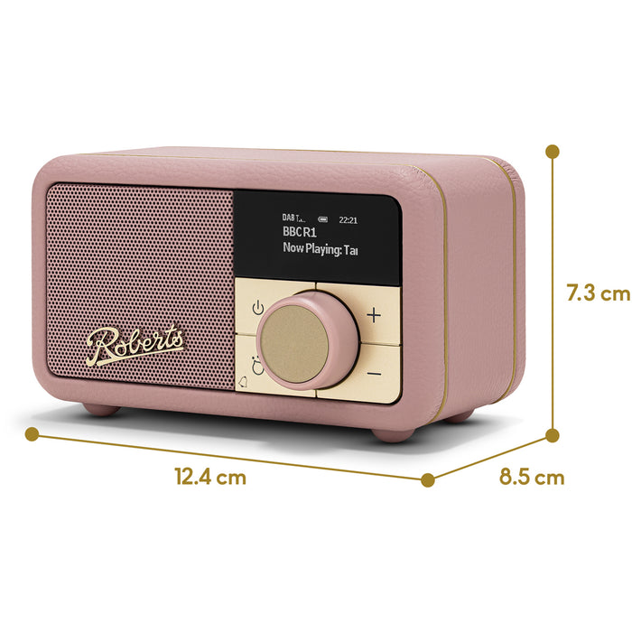 Roberts Revival Petite 2 DAB DAB+ Bluetooth Rechargeable Digital Radio Dusky Pink Dusky Pink