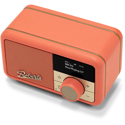 Roberts Revival Petite 2 DAB DAB+ Bluetooth Rechargeable Digital Radio Pop Orange Pop Orange