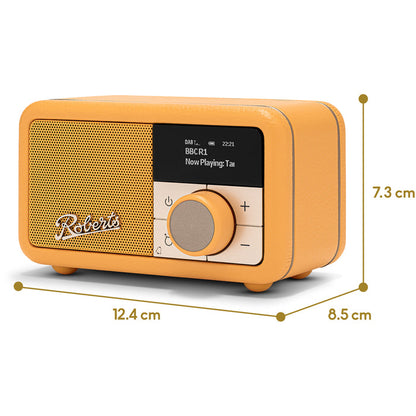 Roberts Revival Petite 2 DAB DAB+ Bluetooth Rechargeable Digital Radio Sunburst Yellow Sunburst Yellow