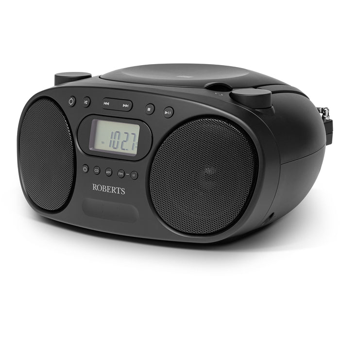 Roberts Zoombox FM Portable CD Player FM AM Radio Black Black