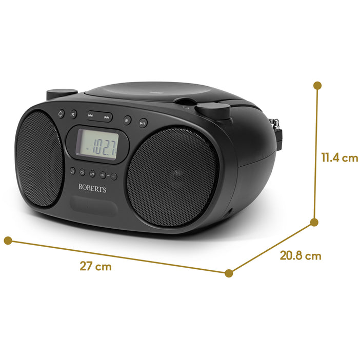 Roberts Zoombox FM Portable CD Player FM AM Radio Black Black