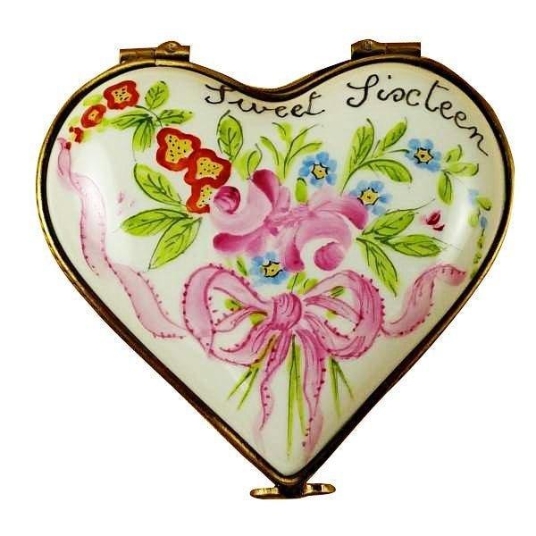 Sweet Sixteen Heart Porcelain Limoges birthday heart French Trinket Box