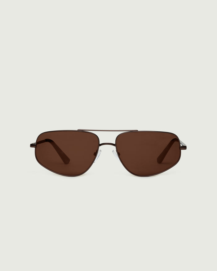 Bronze Polarized::Rome Sunglasses pilot brown  metal front