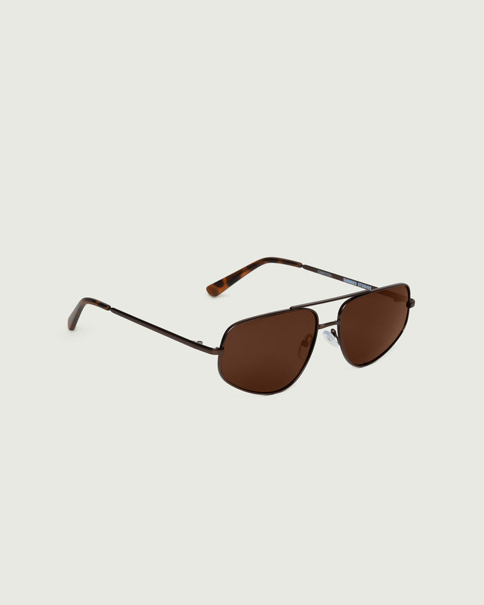 Bronze Polarized::Rome Sunglasses pilot brown  metal front diagonal