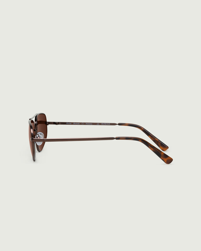Bronze Polarized::Rome Sunglasses pilot brown  metal side