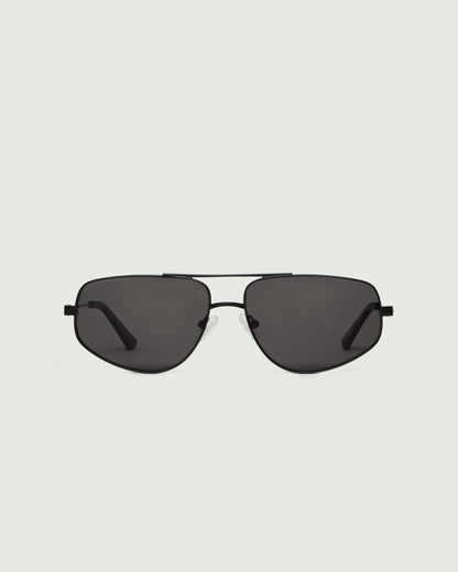 Charcoal Polarized::Rome Sunglasses pilot black metal front
