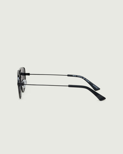 Charcoal Polarized::Rome Sunglasses pilot black metal side