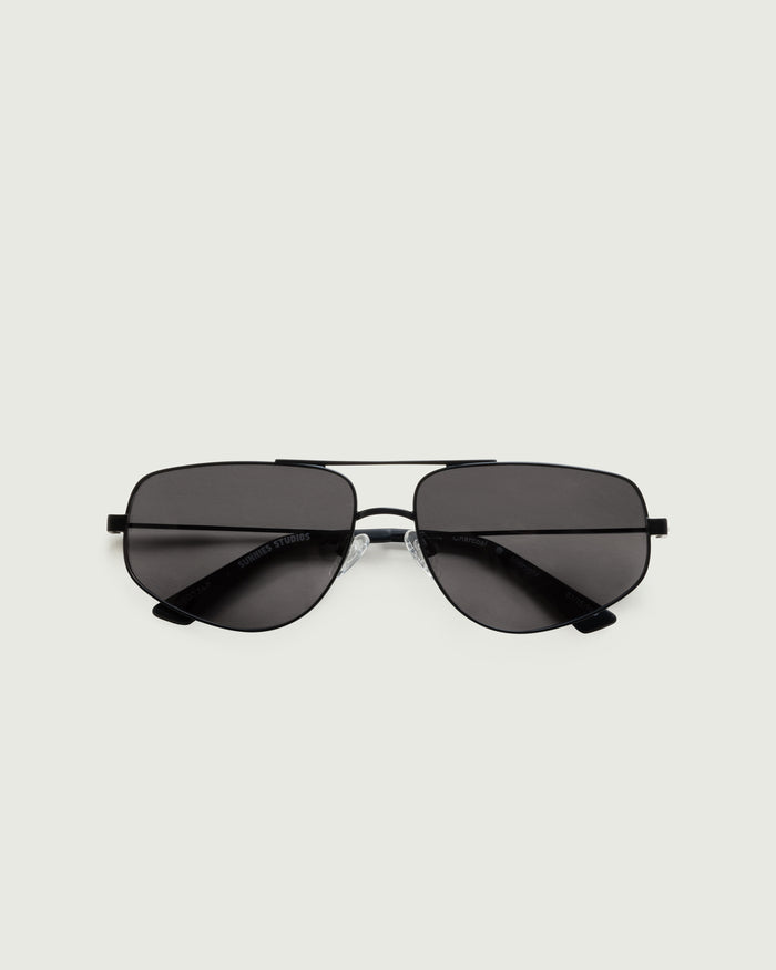 Charcoal Polarized::Rome Sunglasses pilot black metal top