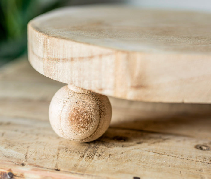 Round Wooden Pedestal w/ Ball Feet