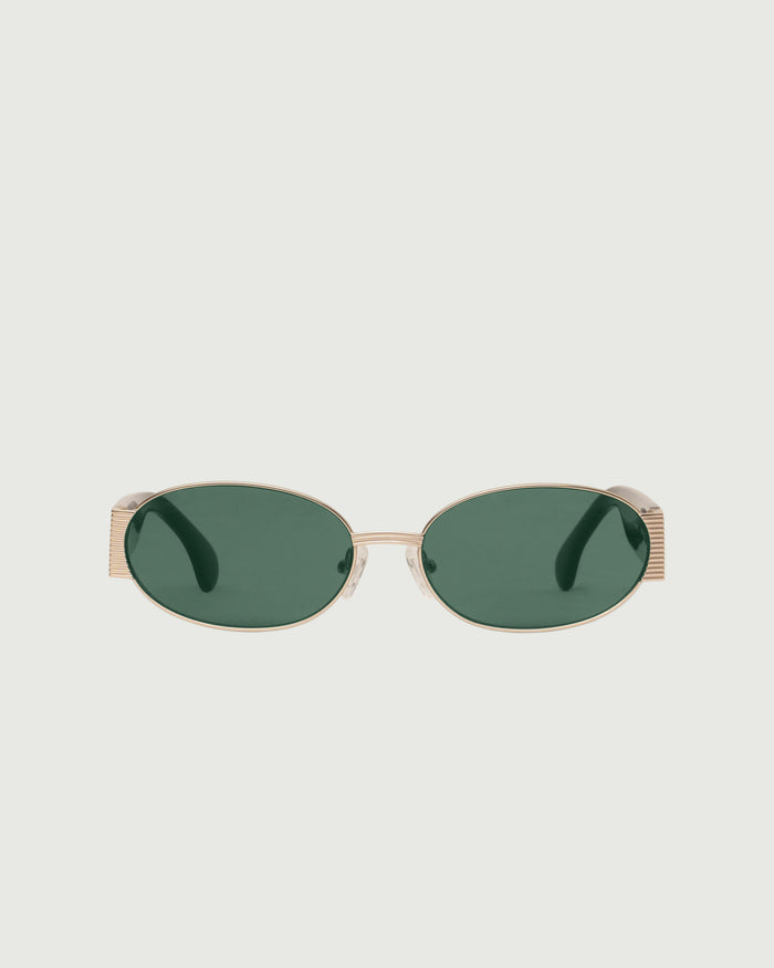 White Gold Pond::Moya Sunglasses oval Gold metal front