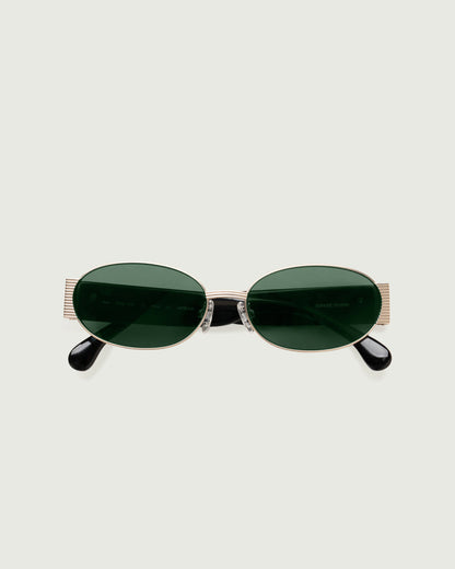White Gold Pond::Moya Sunglasses oval Gold metal top