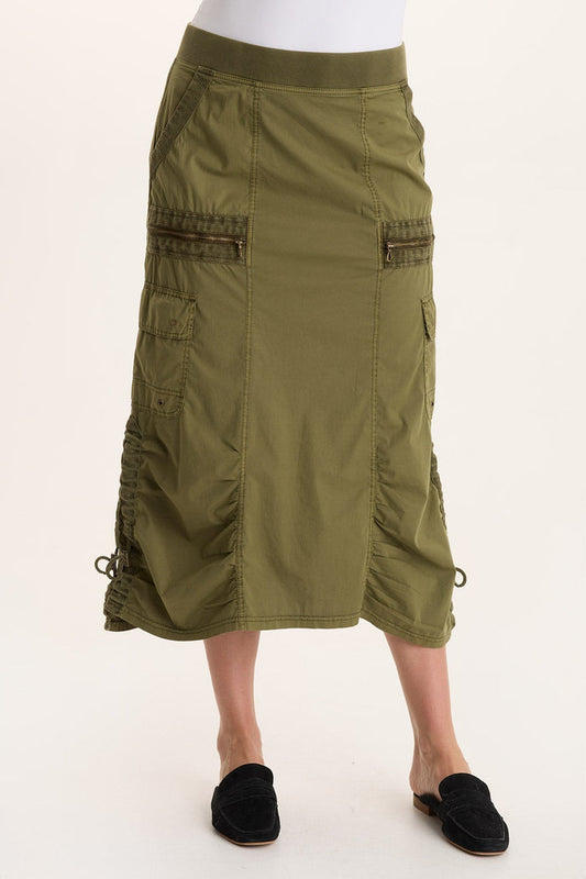 XCVI Shea Ruched Detail Cargo Midi Skirt