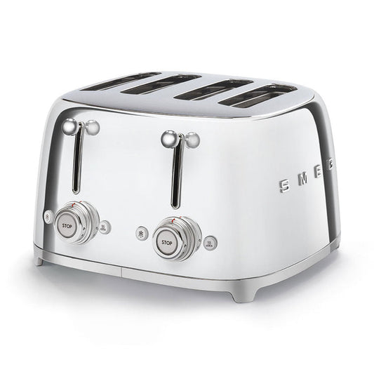 Smeg 50's Retro Style 4 Slice Silver Toaster | TSF03SSUK Smeg Toaster Euronics Ireland