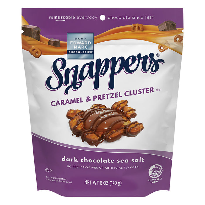 Snappers Dark Chocolate Sea Salt Pretzel Candy - 6 Count