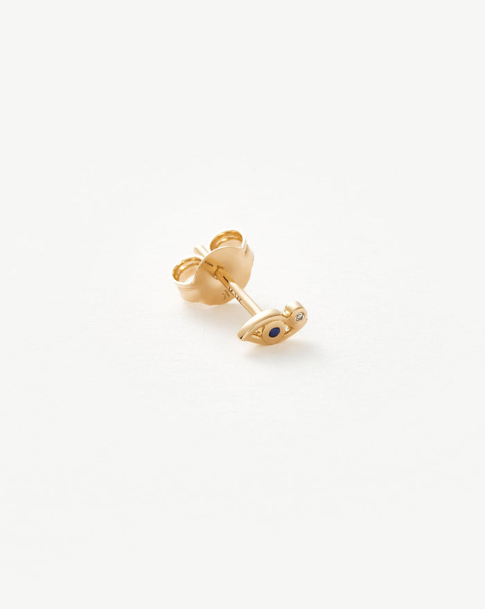 Fine Diamond & Blue Sapphire Eye Single Stud Earring Earrings Missoma