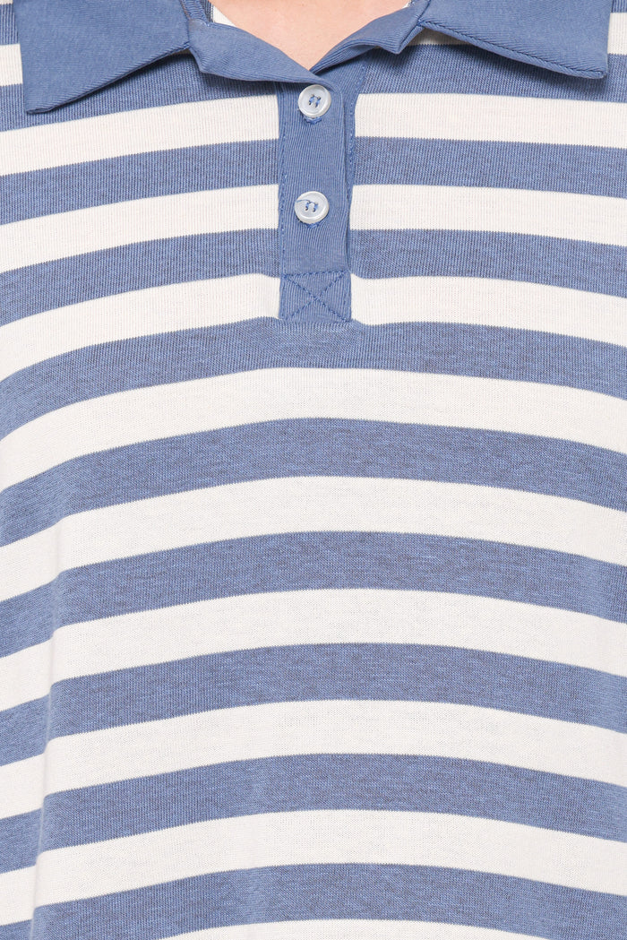 Petal and Pup USA TOPS Sophia Short Sleeve Rugby Top - Blue/White Stripe