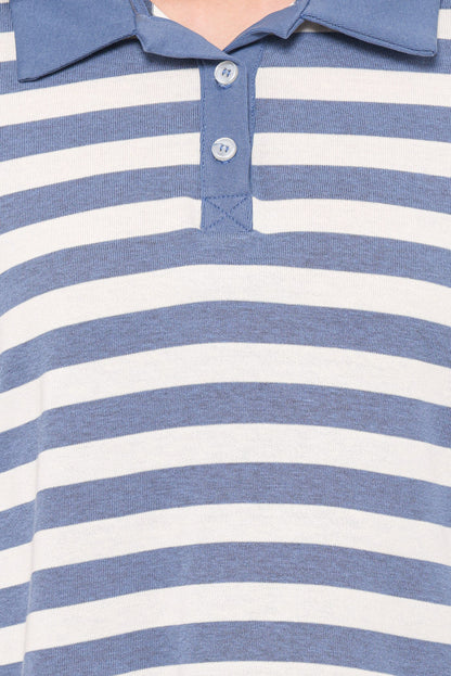 Petal and Pup USA TOPS Sophia Short Sleeve Rugby Top - Blue/White Stripe