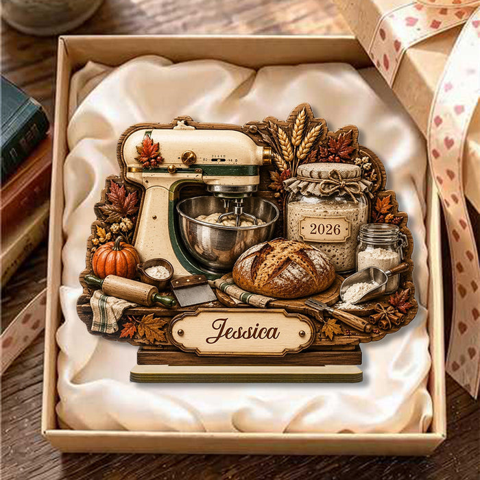 Stand Mixer Sourdough Starter Fall Season Baking Counter Wooden Plaque Gift for Bakers
