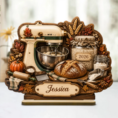 Stand Mixer Sourdough Starter Fall Season Baking Counter Wooden Plaque Gift for Bakers