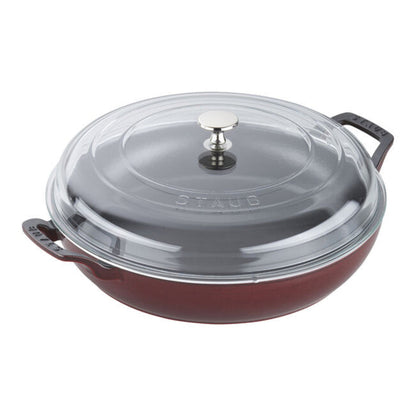 Staub 3.5 Qt Braiser w/Glass Lid - grenadine