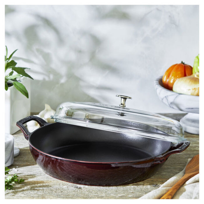 Staub 3.5 Qt Braiser w/Glass Lid - grenadine