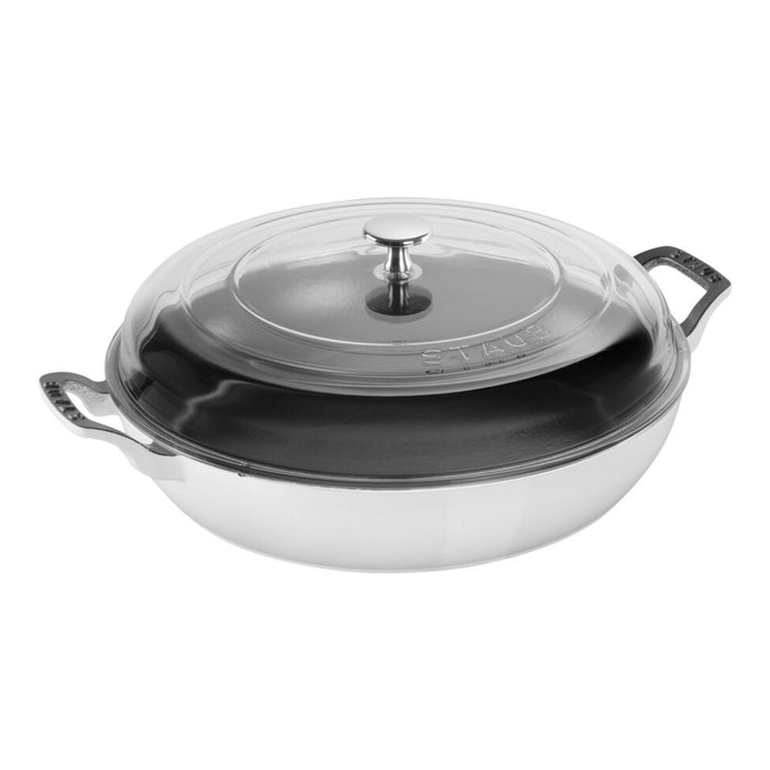 Staub 3.5 Qt Braiser w/Glass Lid - pure white