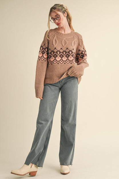 Stowe Cable Knit Fair Isle Sweater