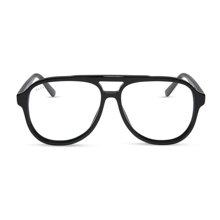 diff eyewear featuring the tatum aviator prescription glasses with a black frame front view