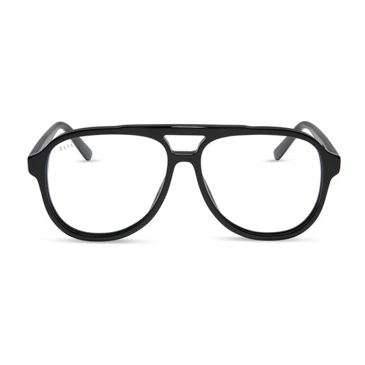 diff eyewear featuring the tatum aviator prescription glasses with a black frame front view