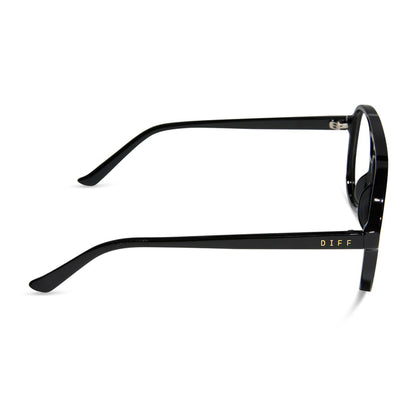 diff eyewear featuring the tatum aviator prescription glasses with a black frame side view