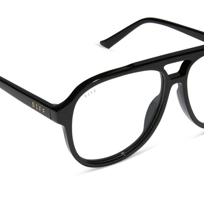 diff eyewear featuring the tatum aviator prescription glasses with a black frame detailed view