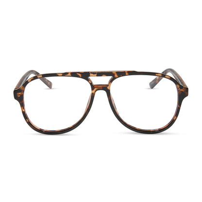 diff eyewear featuring the tatum aviator prescription glasses with a espresso tortoise frame front view