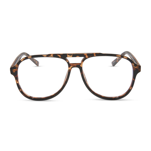 diff eyewear featuring the tatum aviator prescription glasses with a espresso tortoise frame front view