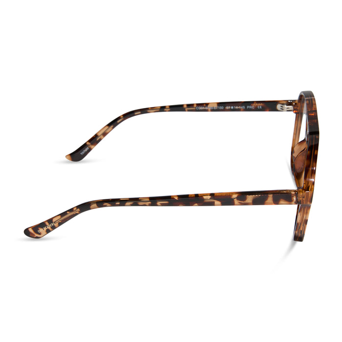 diff eyewear featuring the tatum aviator prescription glasses with a espresso tortoise frame side view