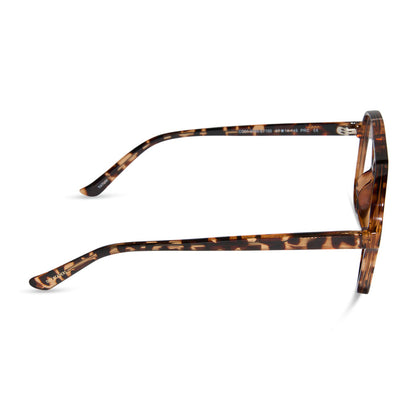 diff eyewear featuring the tatum aviator prescription glasses with a espresso tortoise frame side view