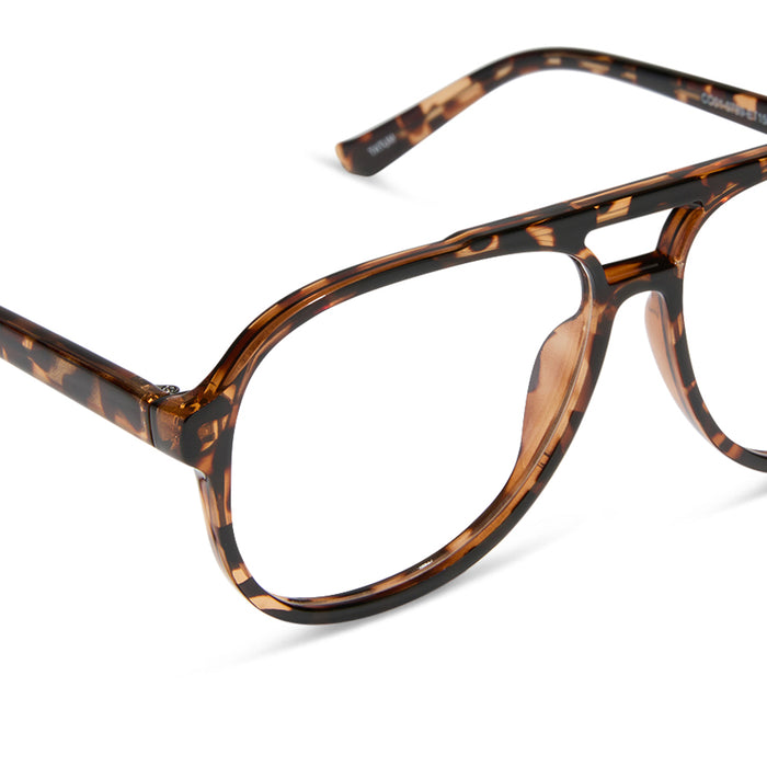 diff eyewear featuring the tatum aviator prescription glasses with a espresso tortoise frame detailed view