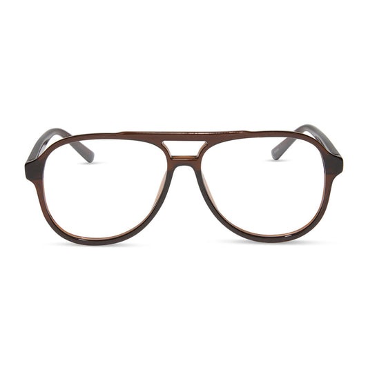 diff eyewear featuring the tatum aviator prescription glasses with a whiskey crystal frame front view