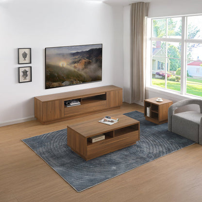 Tauris VICEETWAL Side Table – Walnut Veneer Cube Table with Open Storage