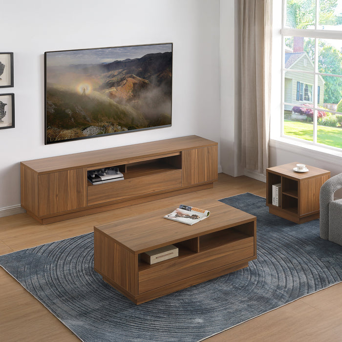 Tauris VICEETWAL Side Table – Walnut Veneer Cube Table with Open Storage
