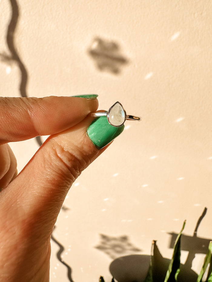 Teardrop Moonstone Silver Ring