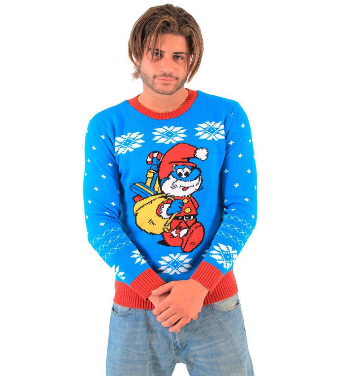 The Smurfs Papa Smurf As Santa Ugly Christmas Sweater-tvso