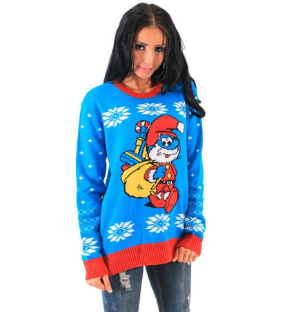 The Smurfs Papa Smurf As Santa Ugly Christmas Sweater-tvso
