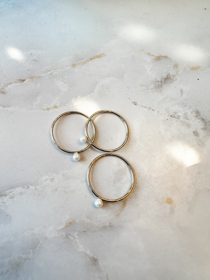 Tiny Pearl Stacking Ring - Gold