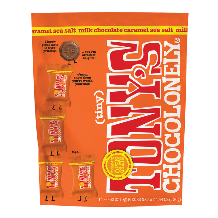 Tony's Chocolonely Tiny Milk Chocolate Caramel Sea Salt Candy Pouch - 8 Count