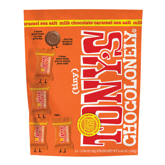 Tony's Chocolonely Tiny Milk Chocolate Caramel Sea Salt Candy Pouch - 8 Count