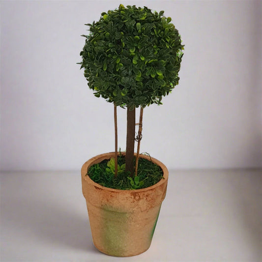 Topiary Ball 20cm Artificial Plant In Terracotta-Look Pot by Criterion -Home Living Store - -