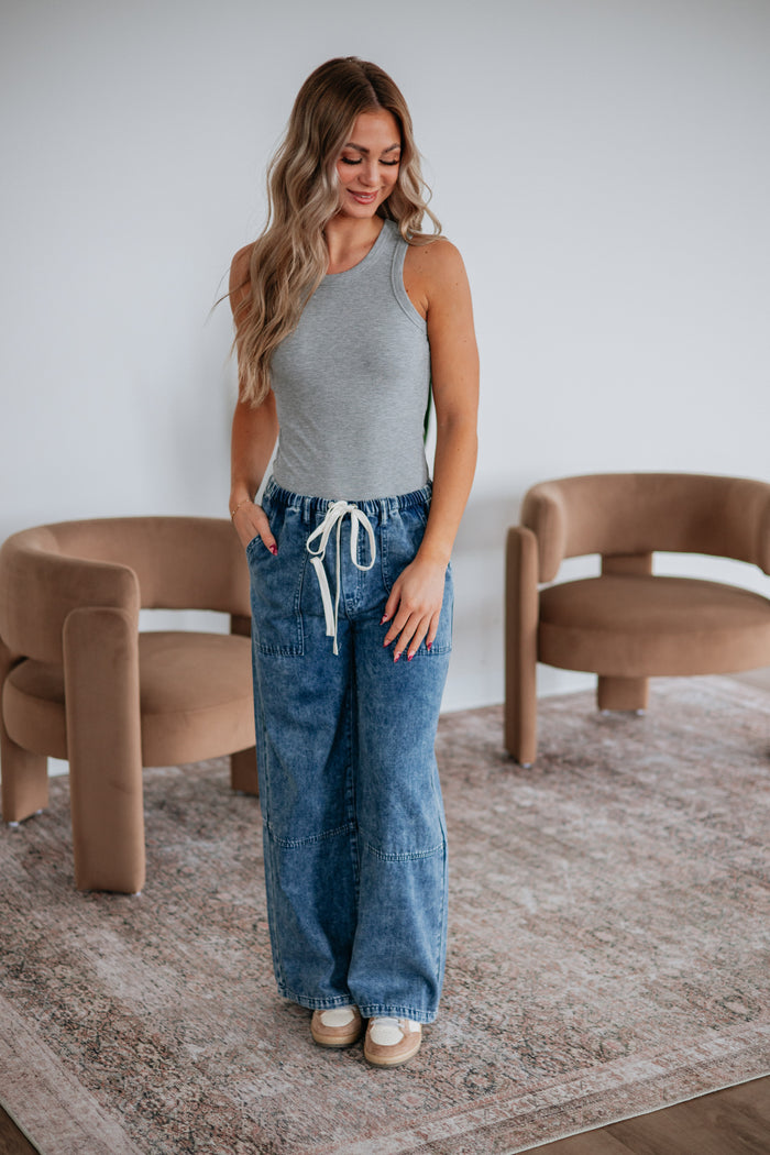 Twila Wide Leg Pants - Medium Wash