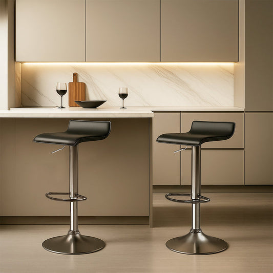 Two Craig Bar Stools Gas Lift Chrome Black by Urban Style