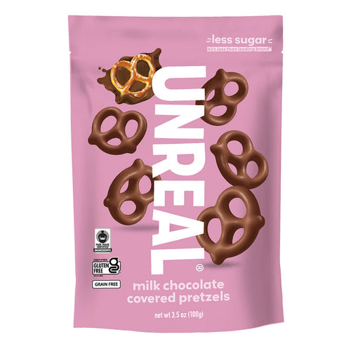Unreal Milk Chocolate Covered Grain Free Pretzel Candy Pouches - 6 Count